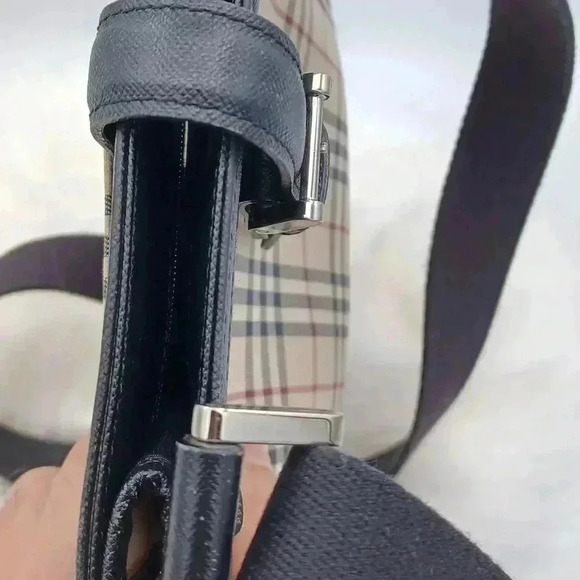 Burberry Nova Check Shoulder Bag Messenger Bag Diagonal Black Brown Flap - Picture 4 of 10